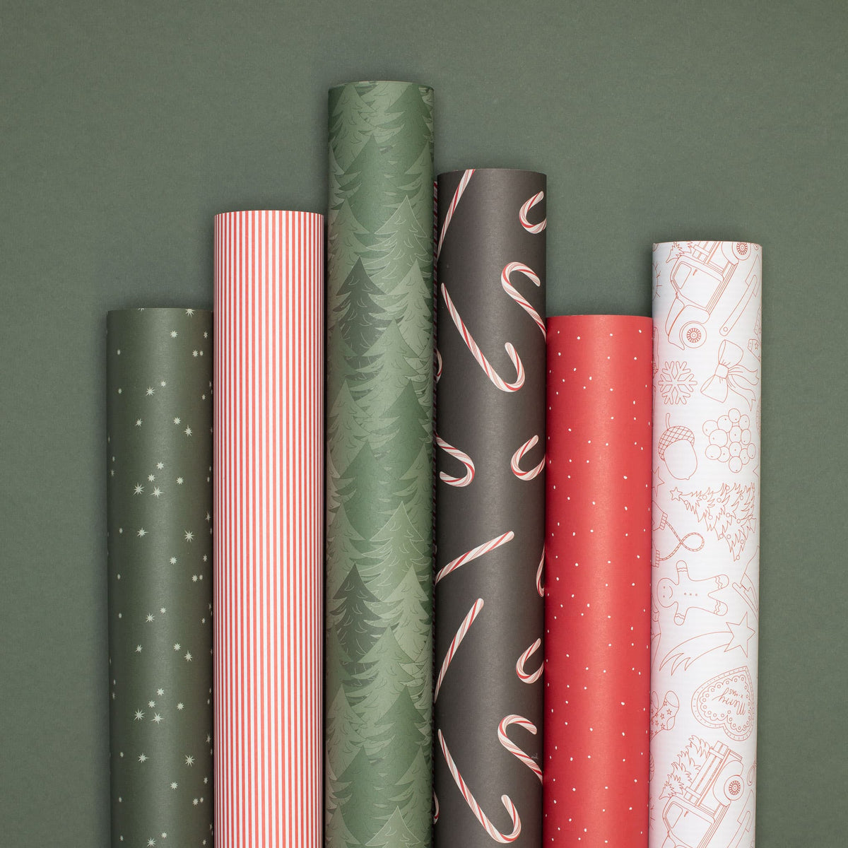 Weihnachtsgeschenkpapier-Set Zuckerstangen