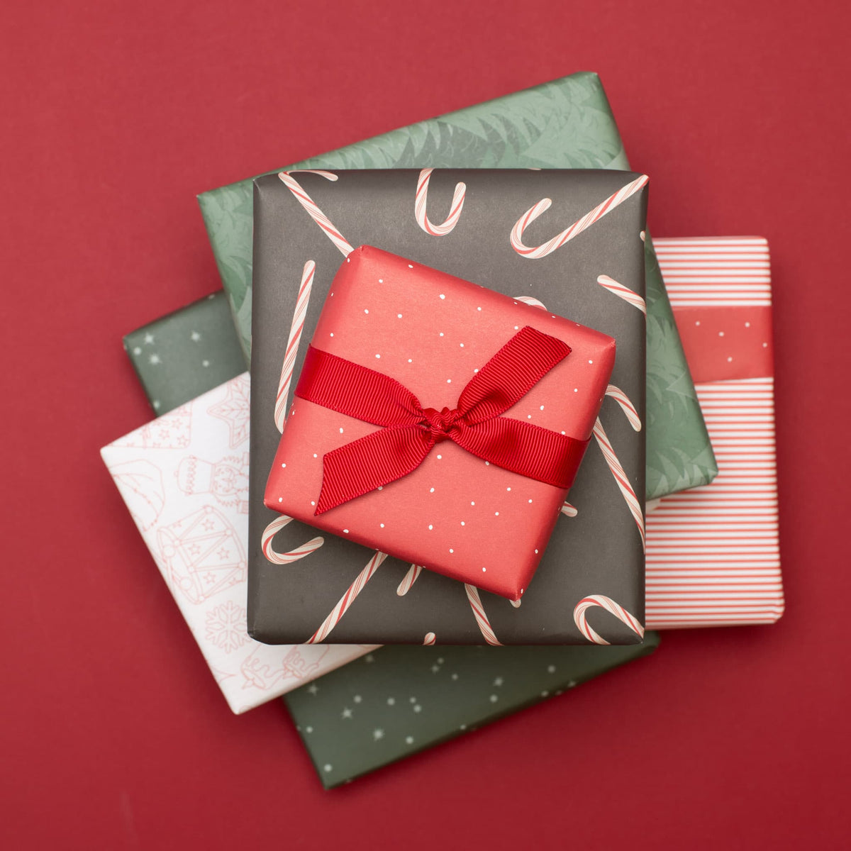 Weihnachtsgeschenkpapier-Set Zuckerstangen