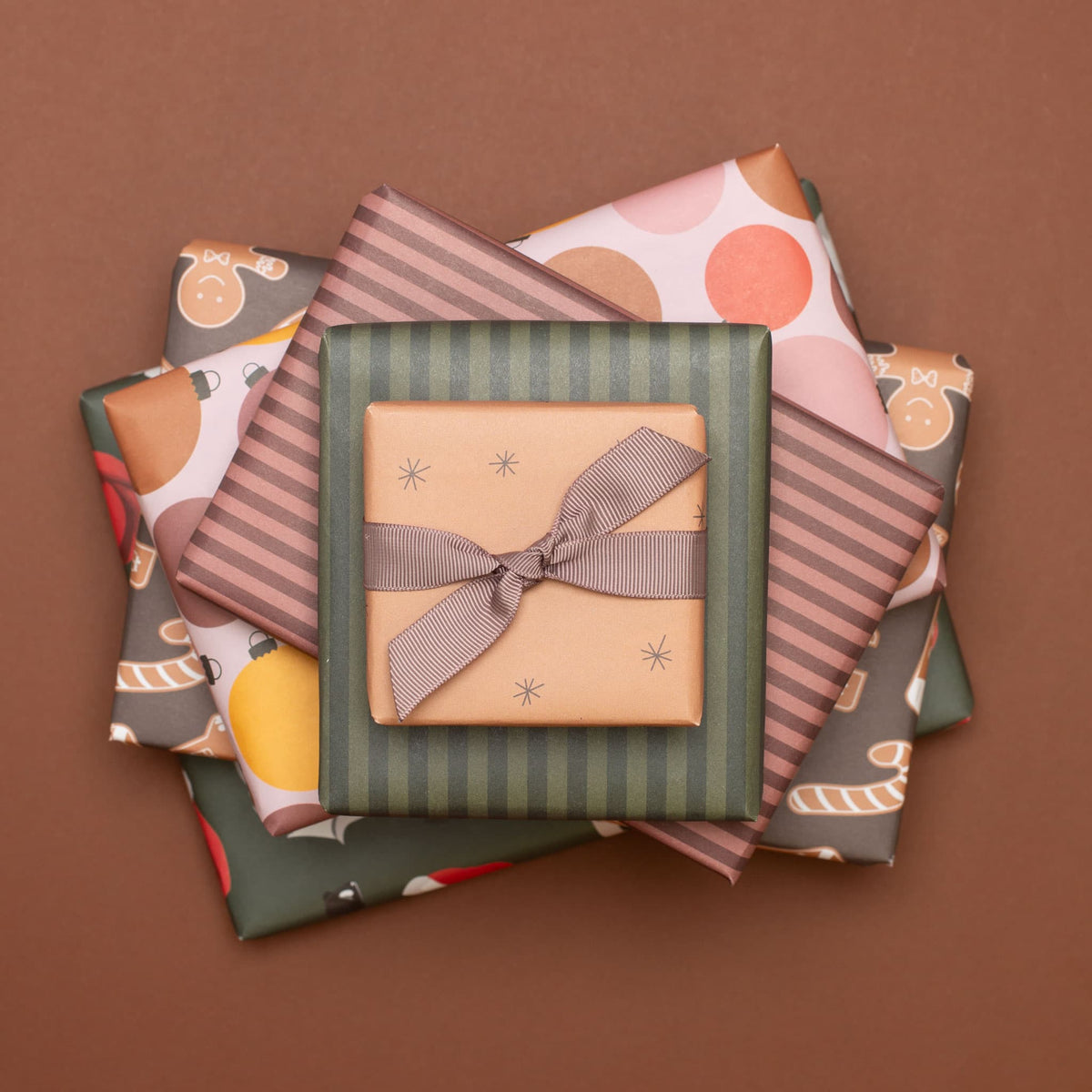Weihnachtsgeschenkpapier-Set Lebkuchen