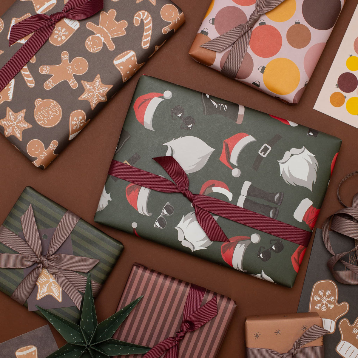 Weihnachtsgeschenkpapier-Set Lebkuchen
