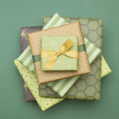 Weihnachtsgeschenkpapier-Set Sterne &amp; Streifen
