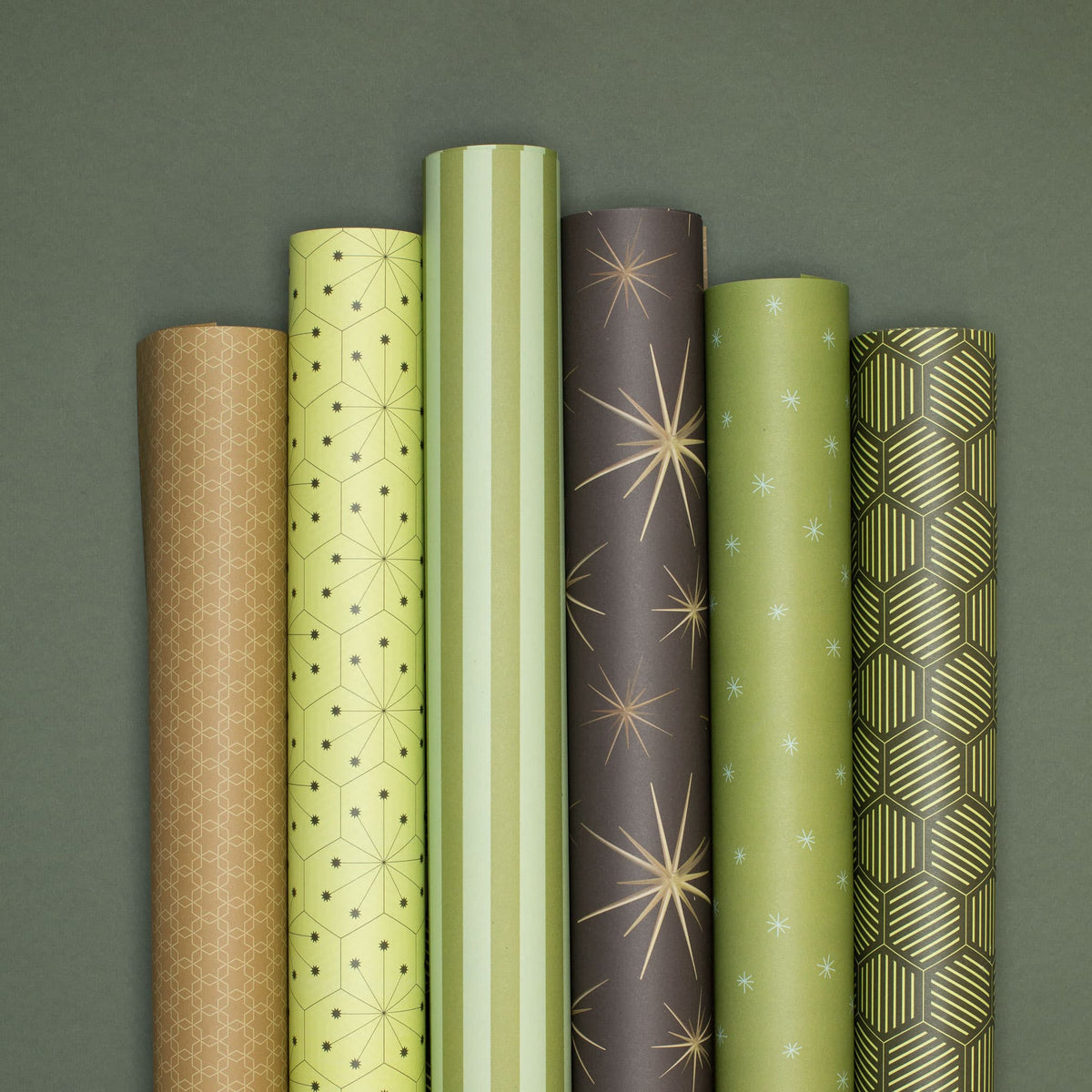 Weihnachtsgeschenkpapier-Set Sterne &amp; Streifen