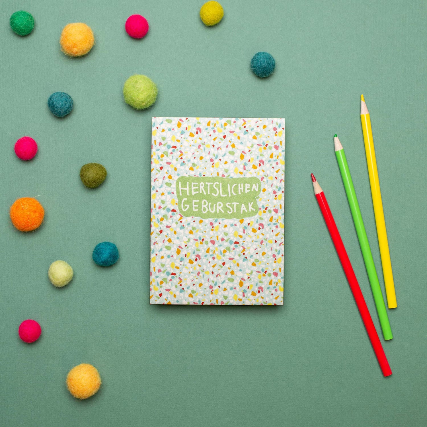 Postcard Terrazzo &quot;Happy Birthday&quot;