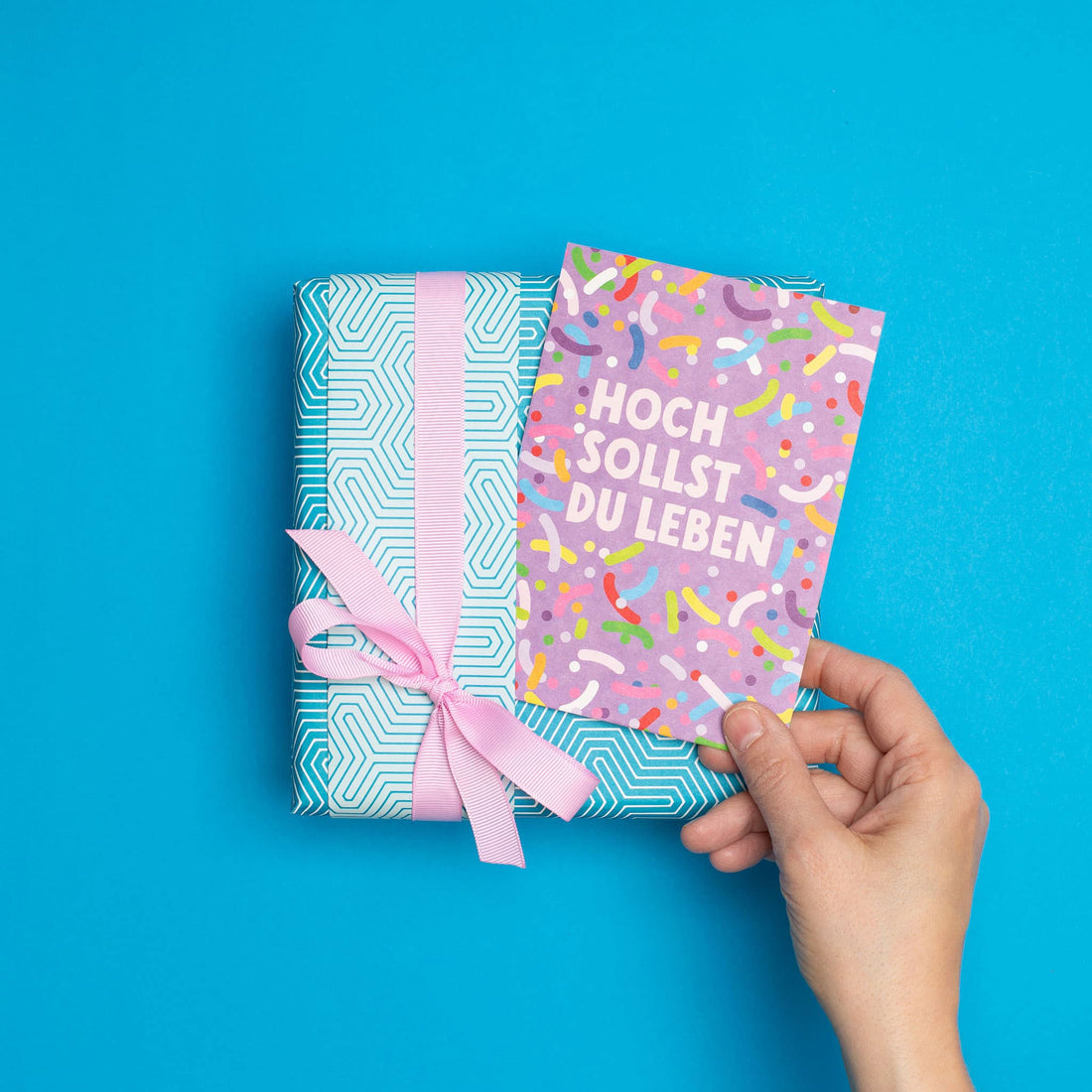 Postkarte Streusel "Hoch sollst Du leben"