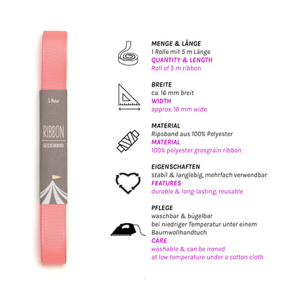Geschenkband Neon Pink - 16mm x 5m