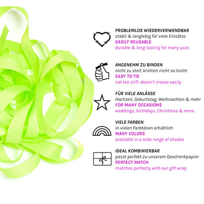 Geschenkband Neon Gelb - 16mm x 5m