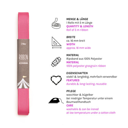 Geschenkband Himbeerrot - 16mm x 5m