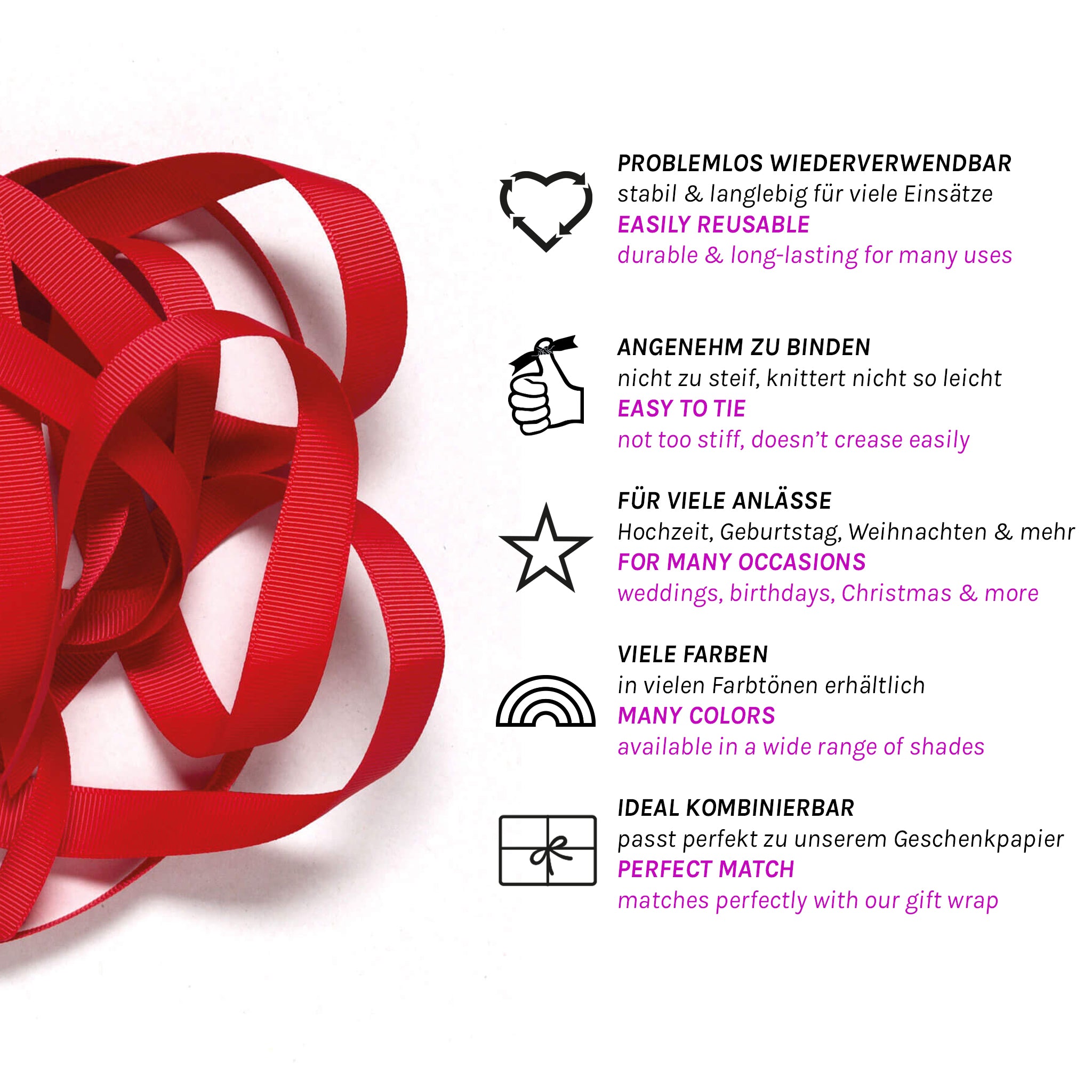 Geschenkband Rot - 16mm x 5m