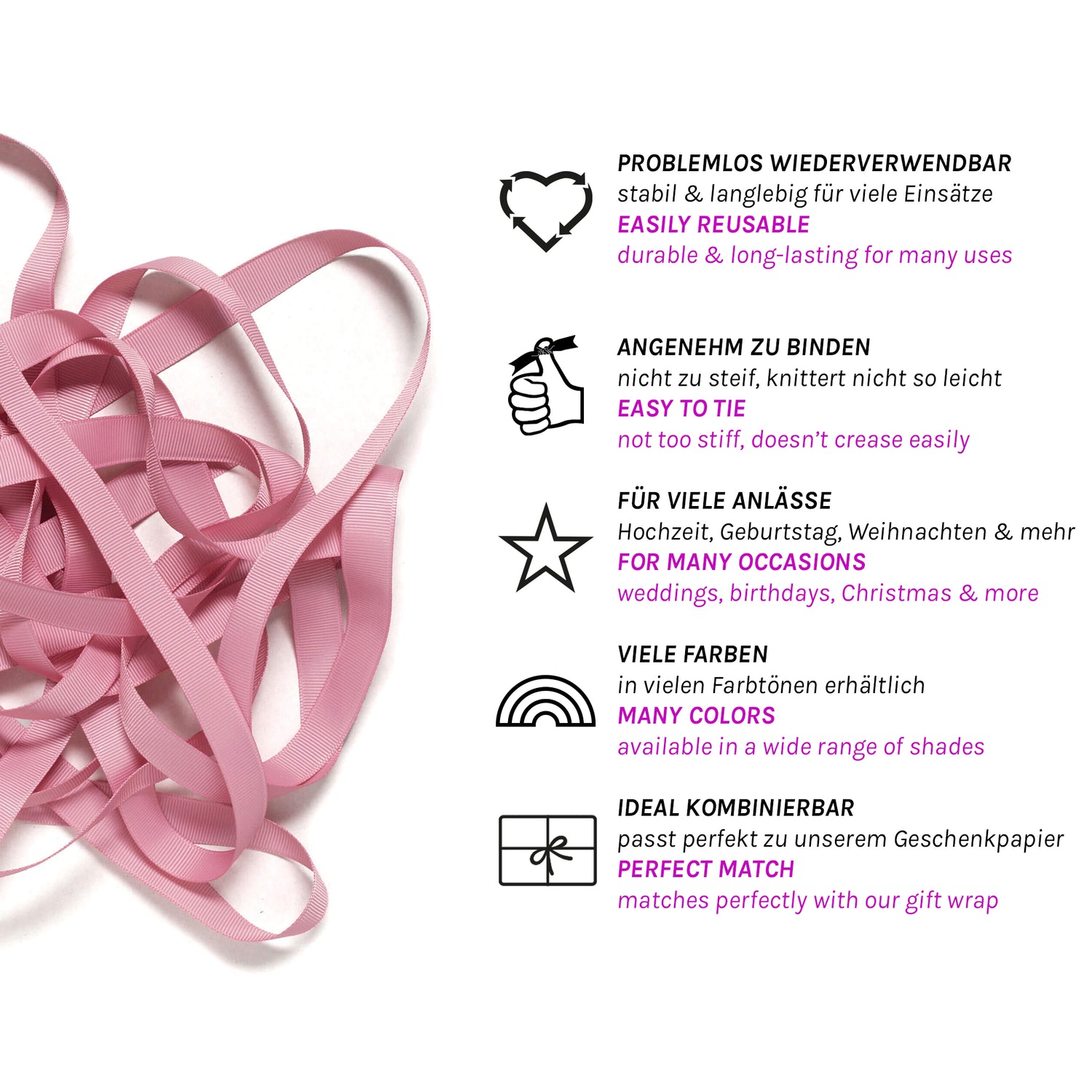 Geschenkband Altrosa - 16mm x 5m