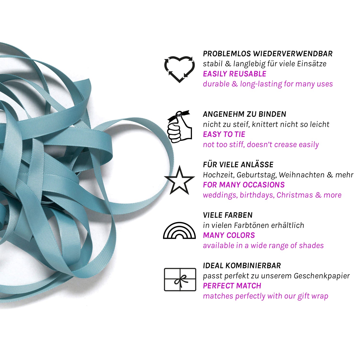 Geschenkband Rauchmint - 16mm x 5m