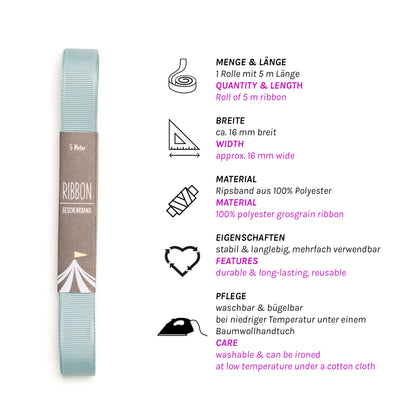 Geschenkband Rauchmint - 16mm x 5m