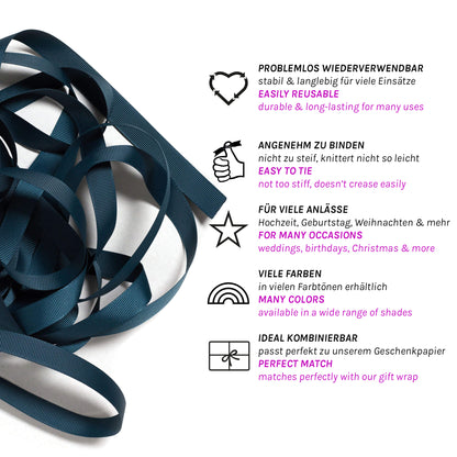 Geschenkband Petrol - 16mm x 5m