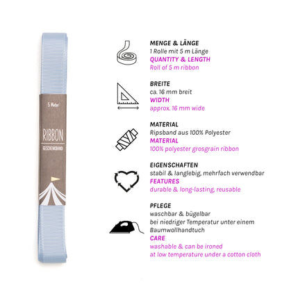 Geschenkband Mittelblau - 16mm x 5m