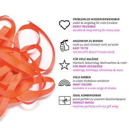 Geschenkband Neon Orange - 16mm x 5m