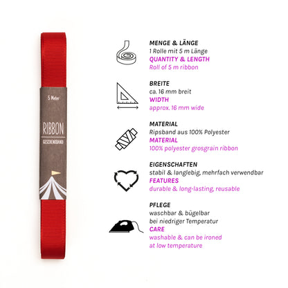 Geschenkband Dunkelrot - 16mm x 5m