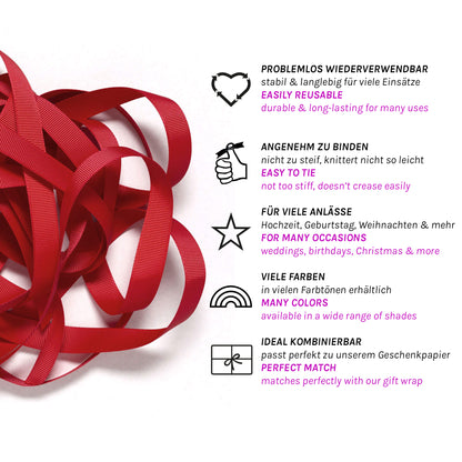 Geschenkband Dunkelrot - 16mm x 5m
