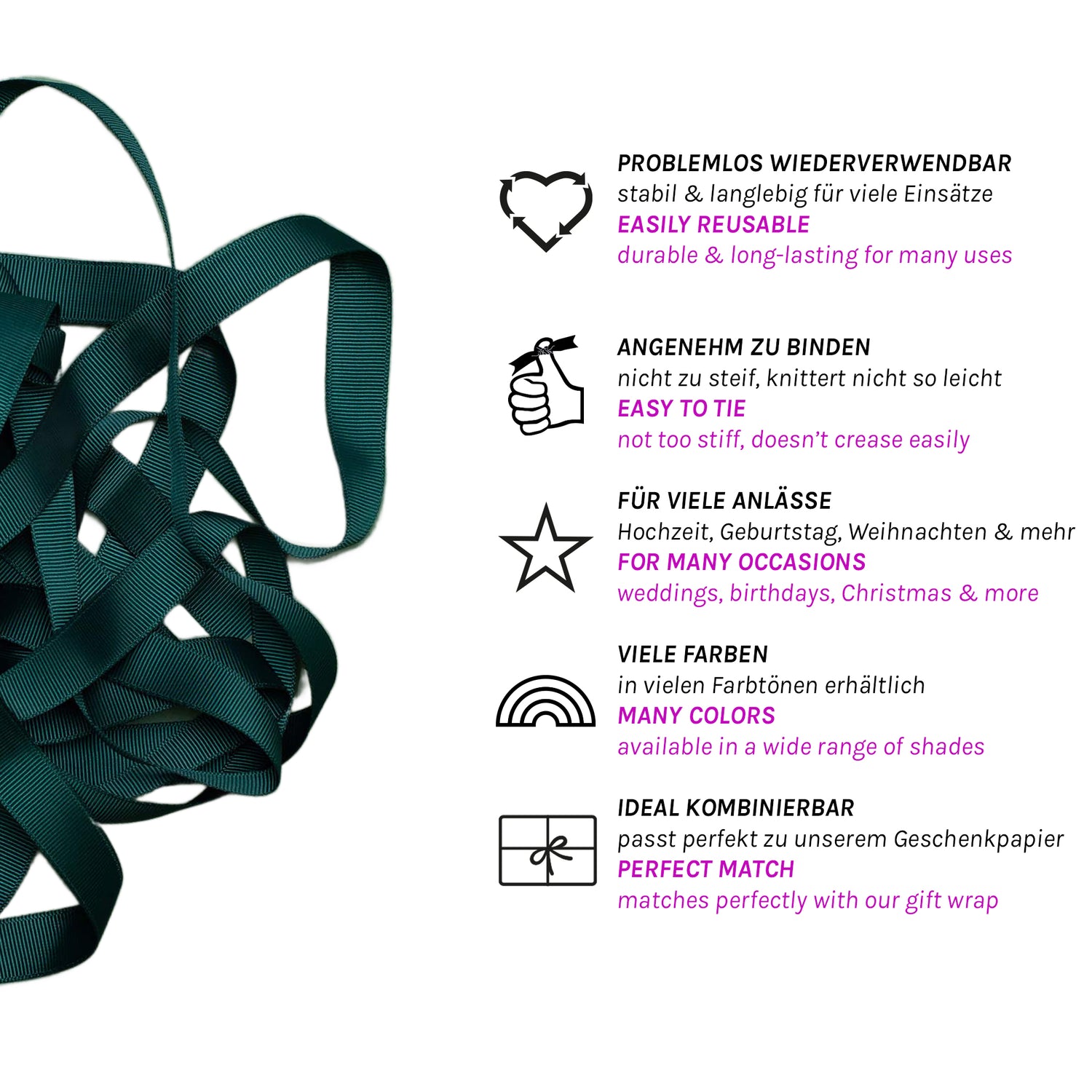 Geschenkband Tannengrün - 16mm x 5m