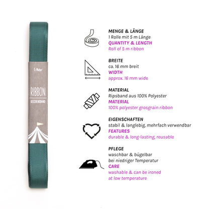 Geschenkband Tannengrün - 16mm x 5m