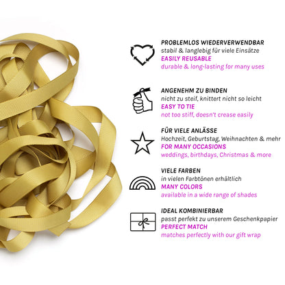 Gift ribbon gold yellow - 16mm x 5m