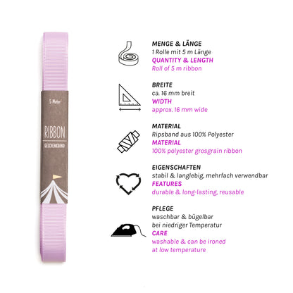 Geschenkband Flieder Lila - 16mm x 5m