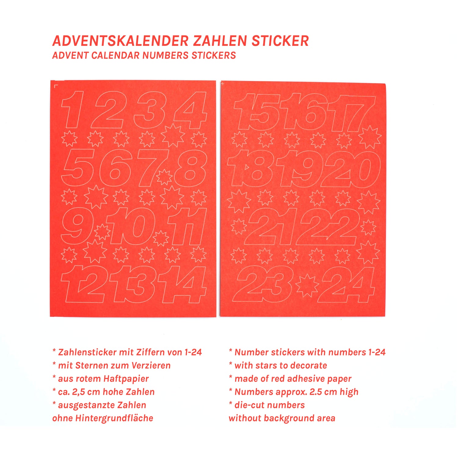 Adventskalender Zahlen Sticker