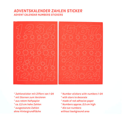 Adventskalender Zahlen Sticker