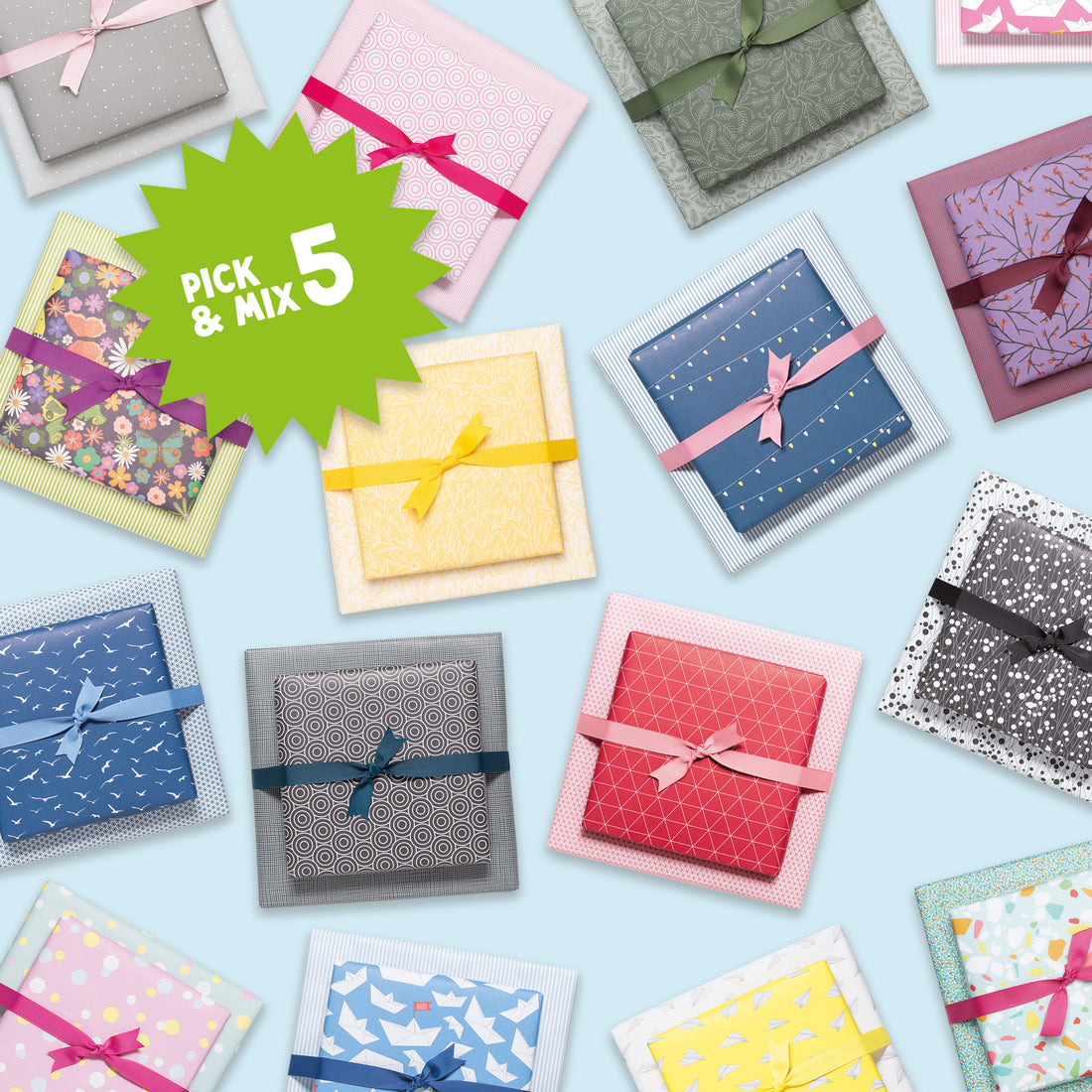 Pick &amp; Mix set of 5 - 5 wrapping papers of your choice