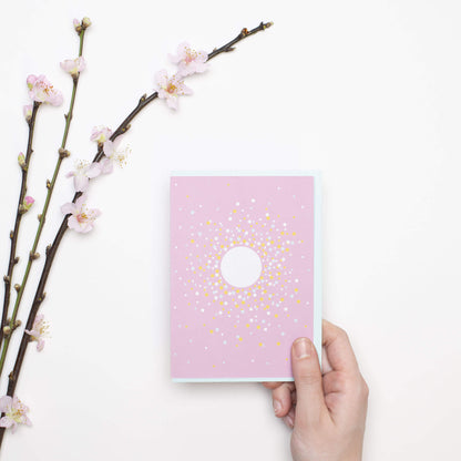GRUSSKARTE KONFETTI mit Platz für runde Aufkleber oder eigenen Text in rosa von My Pretty Circus | CS-CON1601-LP