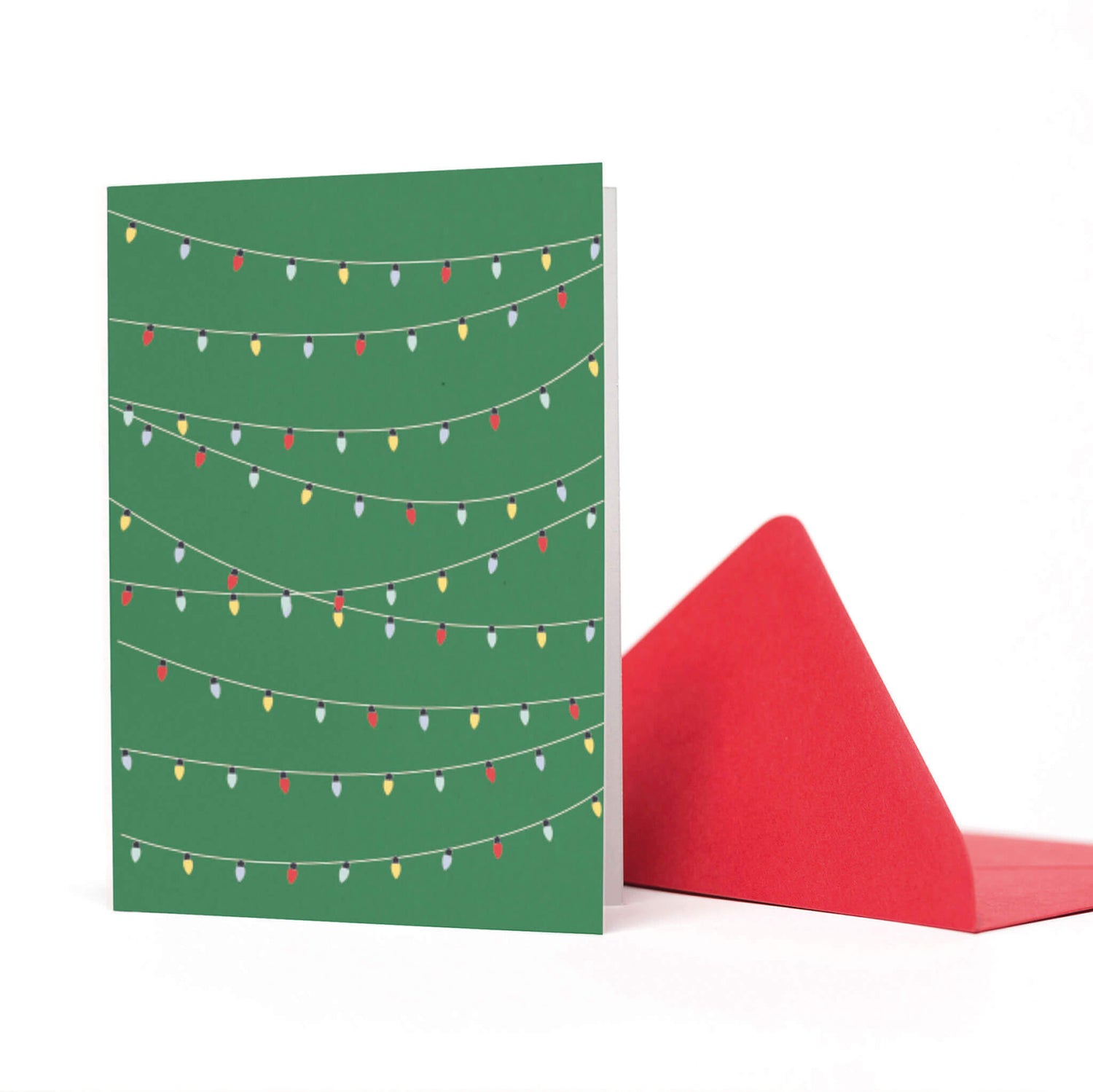WEIHNACHTSKARTE LICHTERKETTEN GRÜN ohne Text  von My Pretty Circus | CS-LIG1706-GR