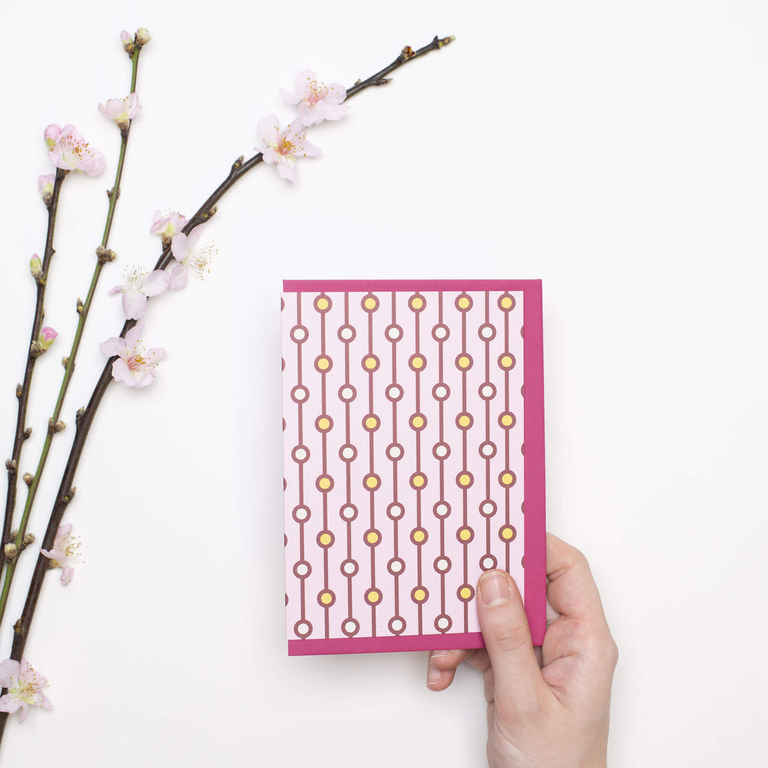 GRUSSKARTE ROSA PERLENMUSTER im Retro-Stil von My Pretty Circus | CS-PEA1929-RO