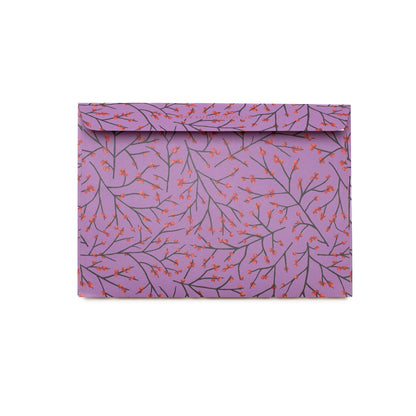 Briefumschläge Ilex lila - Briefumschläge mit Stechpalmenmuster für Weihachtsgrüße, Set aus 8 lila Kuverts in C5 mit selbstklebender Klappe und Adressetiketten zum Beschriften-EN-ILE2307-PU | My Pretty Circus