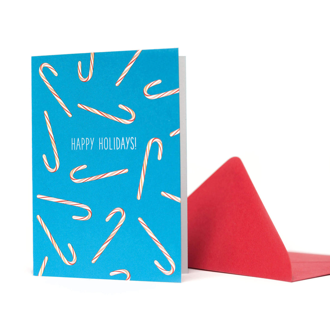 WEIHNACHTSKARTE &quot;HAPPY HOLIDAYS&quot; mit Zuckerstangen Muster in türkis von My Pretty Circus | GC-CAN1611-TQ