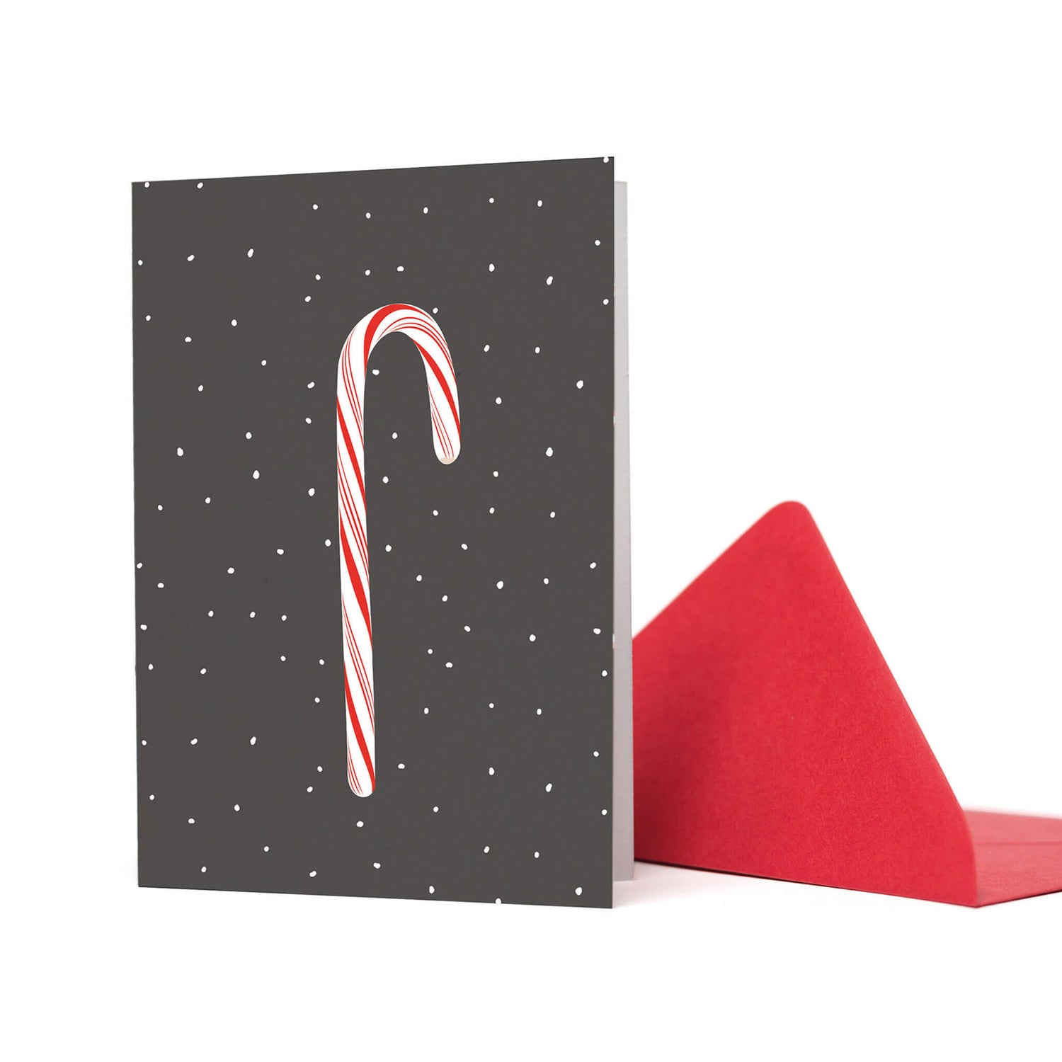 WEIHNACHTSKARTE ZUCKERSTANGE IM SCHNEE - DUNKELGRAU von My Pretty Circus | GC-CAN1701-DG