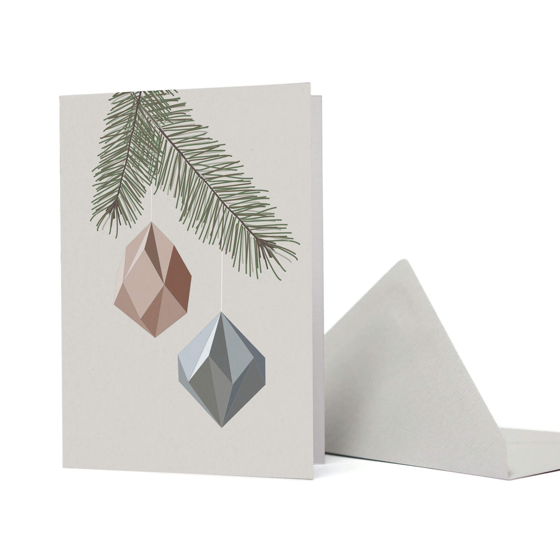 WEIHNACHTSKARTE ZWEIG MIT BAUMSCHMUCK - RAUCHGRÜN von My Pretty Circus | GC-DIA2055-GR