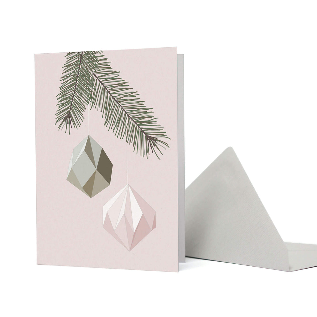WEIHNACHTSKARTE ZWEIG MIT BAUMSCHMUCK - ALTROSA von My Pretty Circus | GC-DIA2056-OR