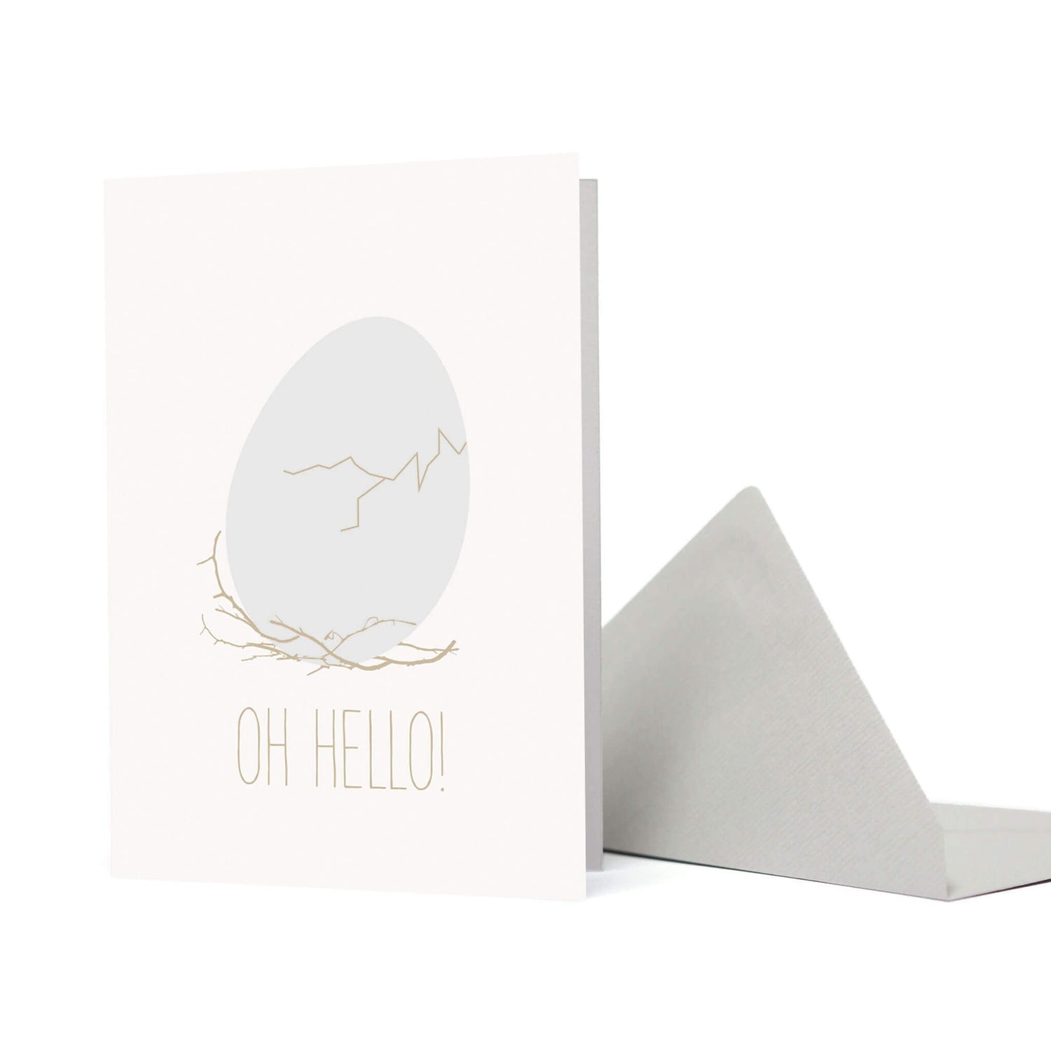 GEBURTSKARTE &quot;OH HELLO&quot; mit sich öffnendem Ei in weiß  von My Pretty Circus | GC-EGG034-WH