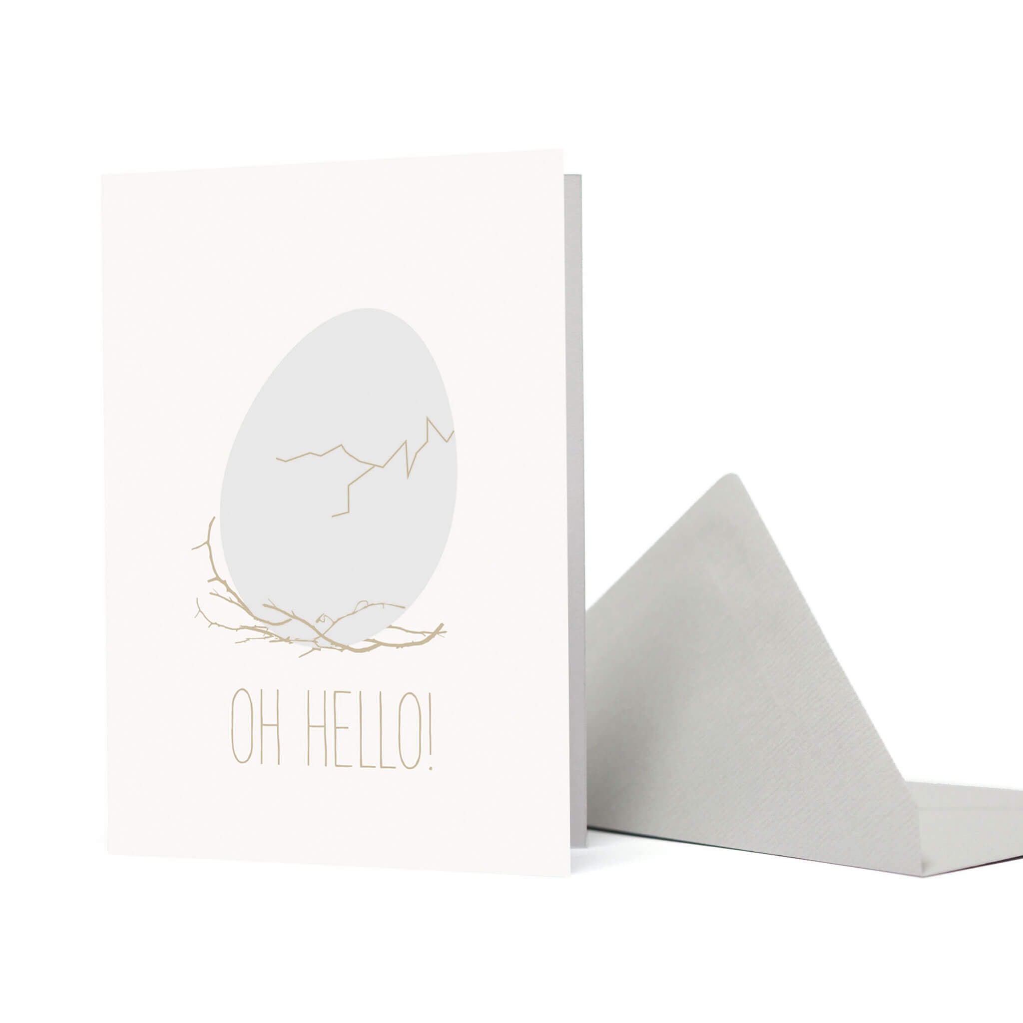 GEBURTSKARTE &quot;OH HELLO&quot; mit sich öffnendem Ei in weiß  von My Pretty Circus | GC-EGG034-WH