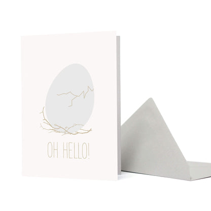 GEBURTSKARTE &quot;OH HELLO&quot; mit sich öffnendem Ei in weiß  von My Pretty Circus | GC-EGG034-WH