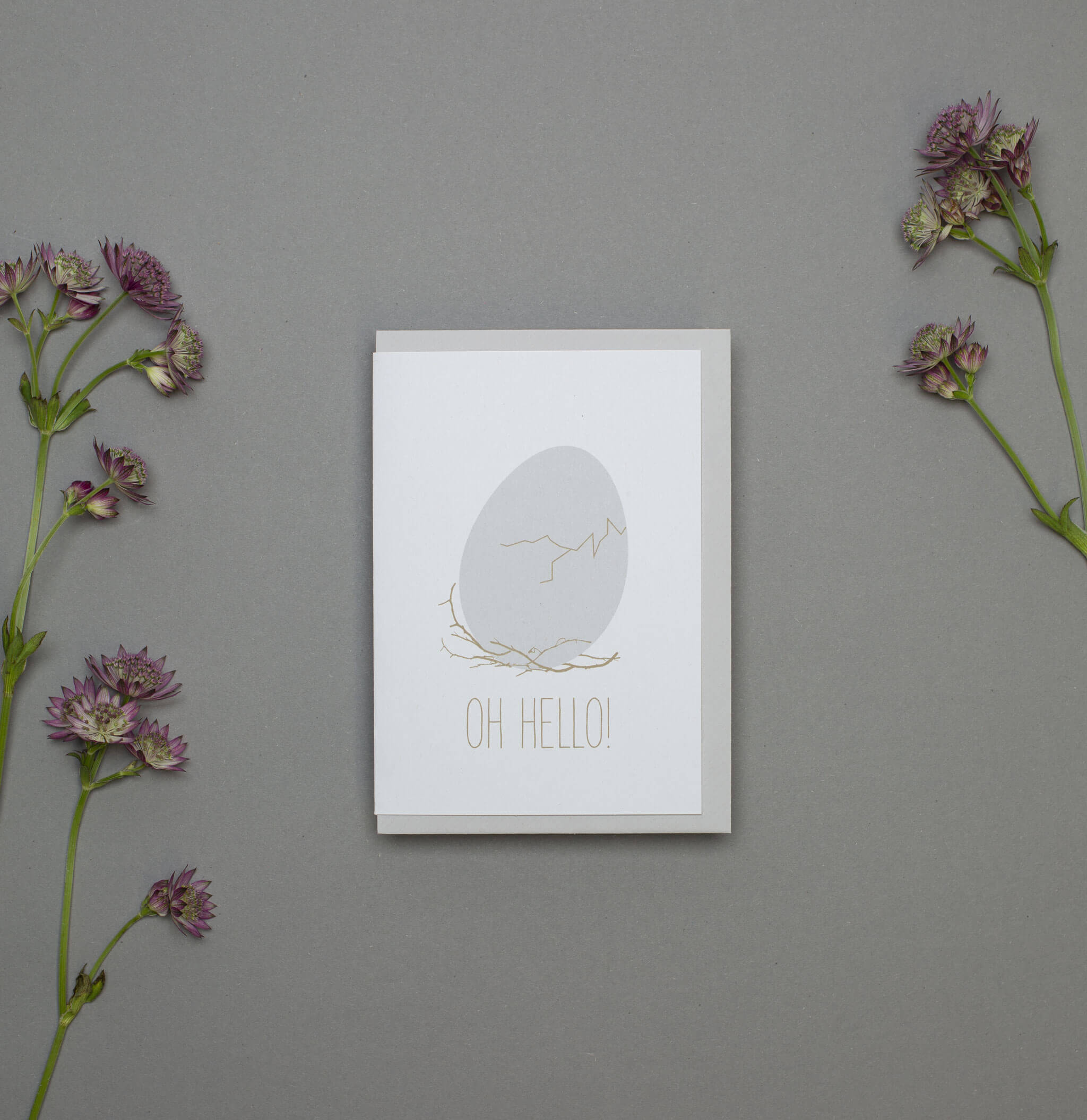 GEBURTSKARTE &quot;OH HELLO&quot; mit sich öffnendem Ei in weiß  von My Pretty Circus | GC-EGG034-WH