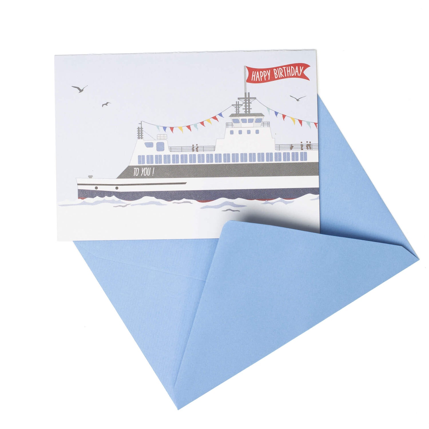 GEBURTSTAGSKARTE SCHIFF mit Wimpeln &quot;HAPPY BIRTHDAY&quot; von My Pretty Circus | GC-FER2202-LB