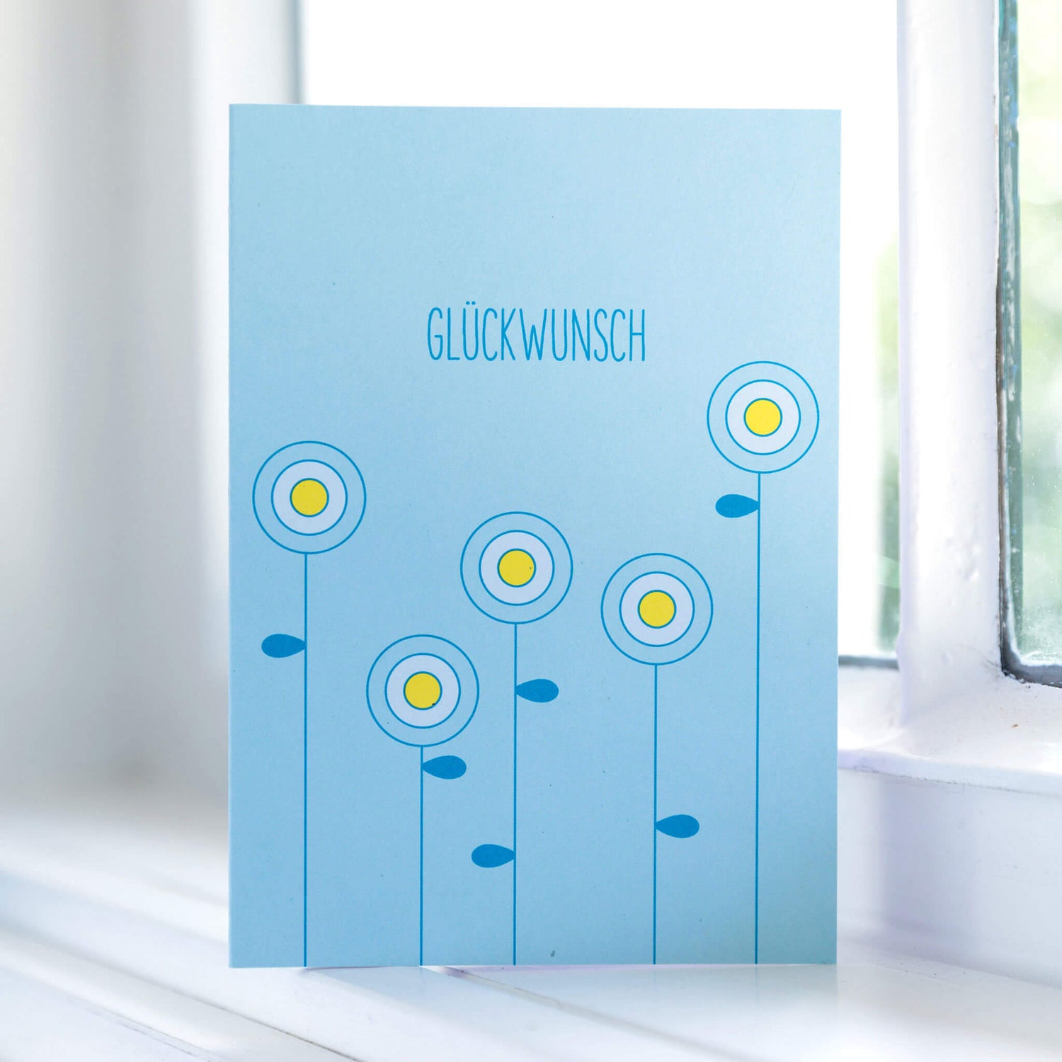 GLÜCKWUNSCHKARTE BLUMEN &quot;GLÜCKWUNSCH&quot; mit abstrakter Blumenwiese in mint von My Pretty Circus | GC-FLO1614-MI