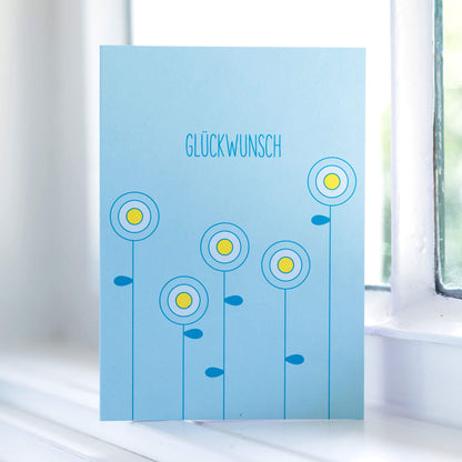 GLÜCKWUNSCHKARTE BLUMEN &quot;GLÜCKWUNSCH&quot; mit abstrakter Blumenwiese in mint von My Pretty Circus | GC-FLO1614-MI
