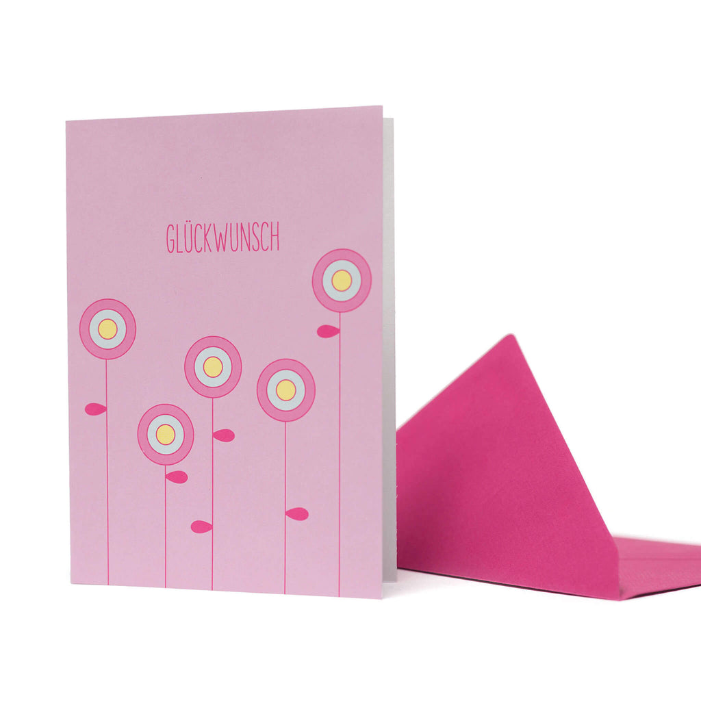 GLÜCKWUNSCHKARTE BLUMEN "GLÜCKWUNSCH" mit abstrakter Blumenwiese in rosa von My Pretty Circus | GC-FLO1615-LP