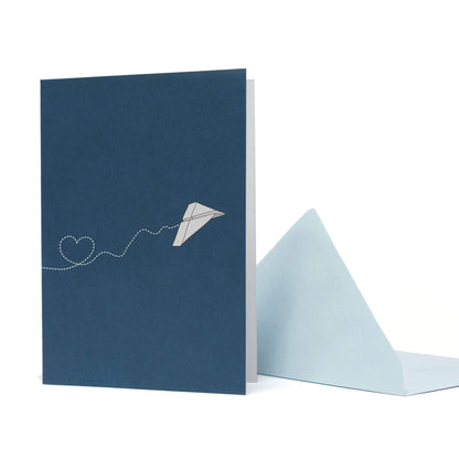 GRUSSKARTE PAPIERFLIEGER mit Herz in blau von My Pretty Circus | GC-HEA1617-PT