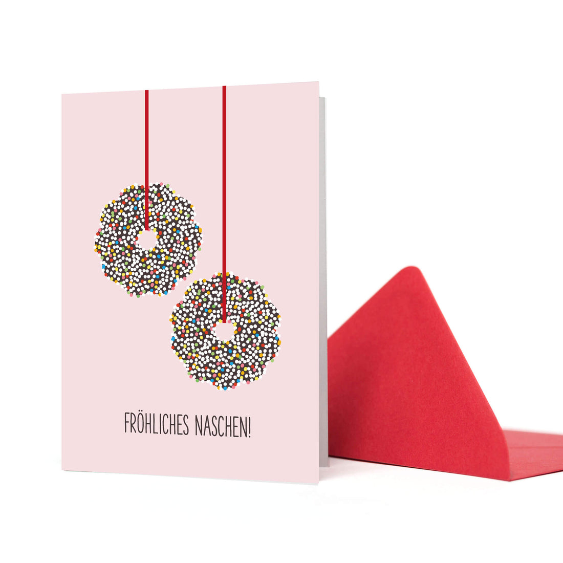 WEIHNACHTSKARTE &quot;FRÖHLICHES NASCHEN&quot; mit Schokokränzen in rosa von My Pretty Circus | GC-NAS2043-LP
