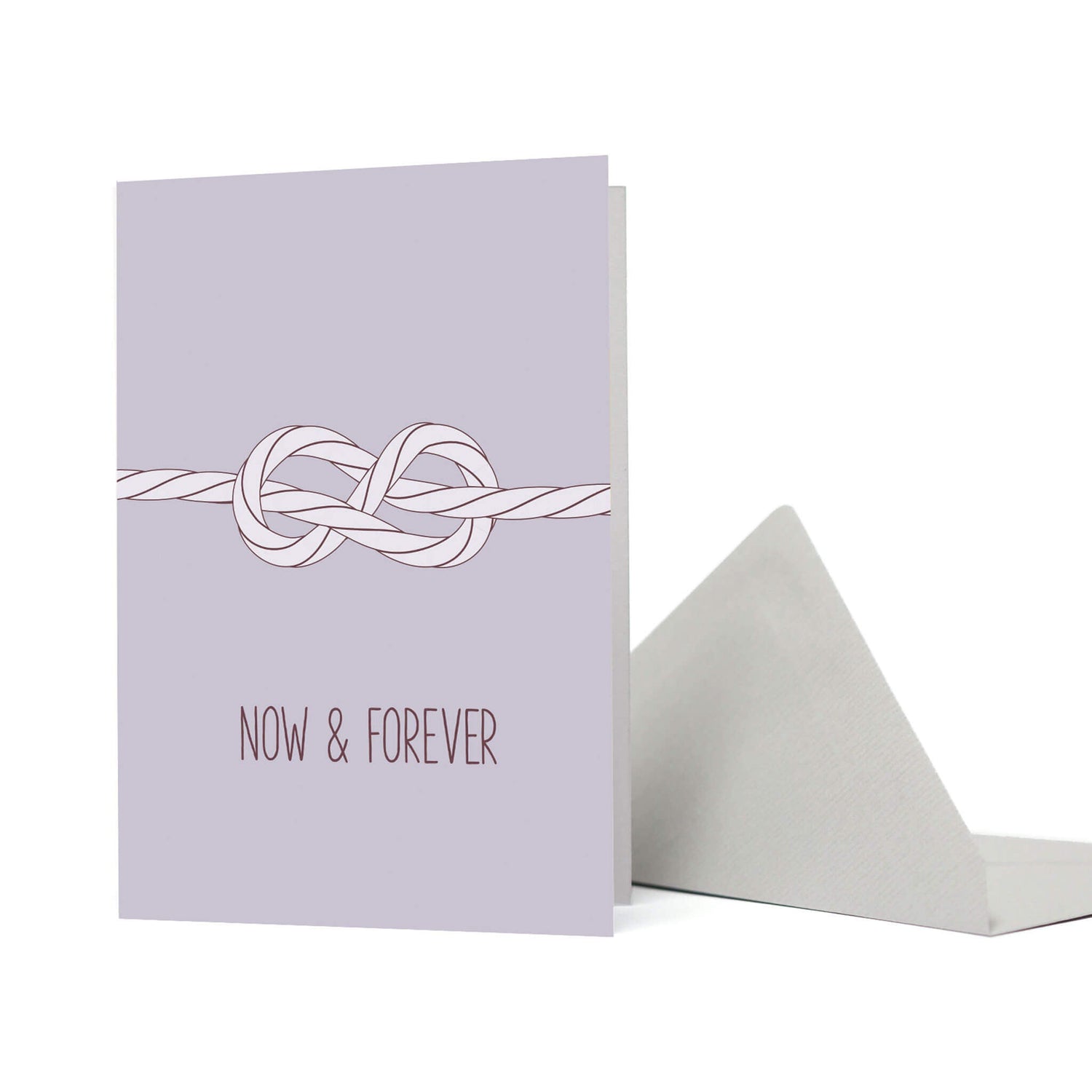 HOCHZEITSKARTE &quot;NOW &amp; FOREVER&quot; mit maritimem Achterknoten in lavendel von My Pretty Circus | GC-NOW1941-LI