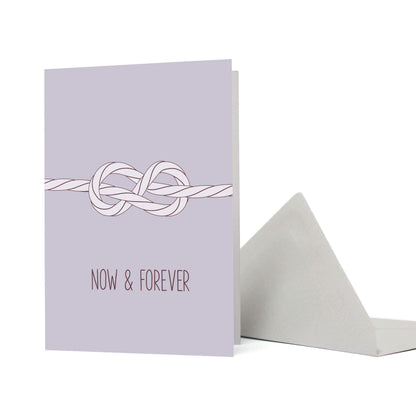 HOCHZEITSKARTE &quot;NOW &amp; FOREVER&quot; mit maritimem Achterknoten in lavendel von My Pretty Circus | GC-NOW1941-LI