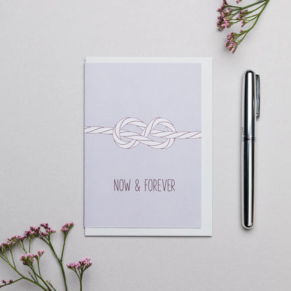 HOCHZEITSKARTE &quot;NOW &amp; FOREVER&quot; mit maritimem Achterknoten in lavendel von My Pretty Circus | GC-NOW1941-LI