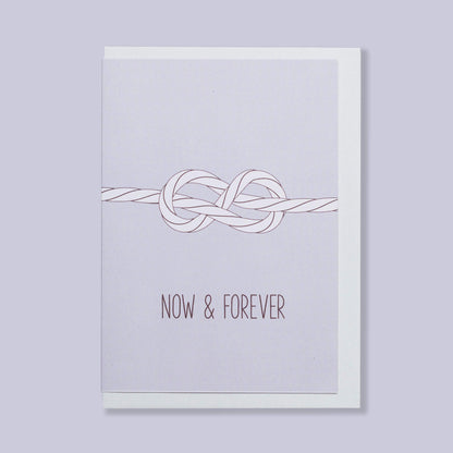HOCHZEITSKARTE &quot;NOW &amp; FOREVER&quot; mit maritimem Achterknoten in lavendel von My Pretty Circus | GC-NOW1941-LI