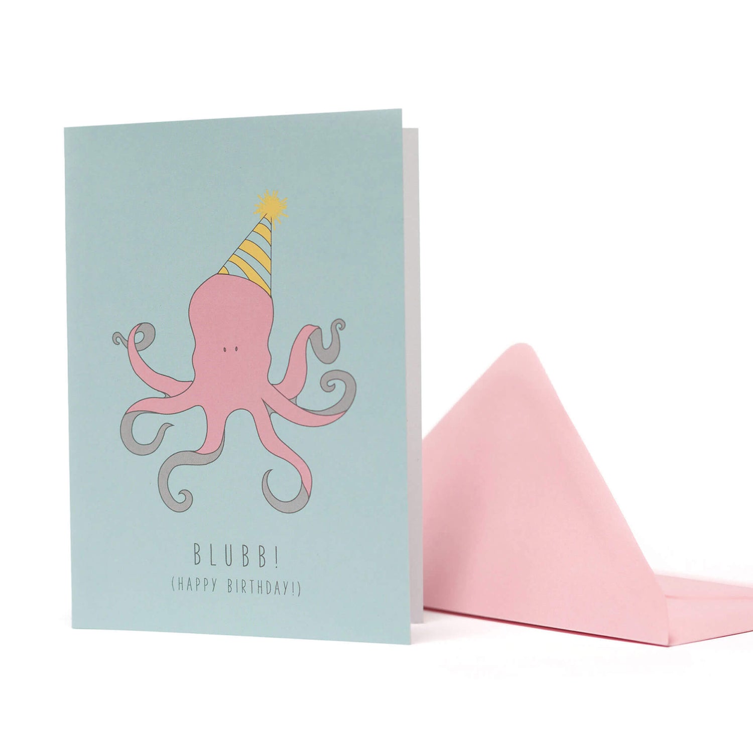 GEBURTSTAGSKARTE KRAKE &quot;BLUBB - HAPPY BIRTHDAY&quot; in mint und rosa  von My Pretty Circus | GC-OCT1605-MI